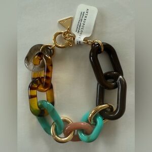🆕 Anthropologie Serefina Gold and Multicolor Resin Chain Bracelet